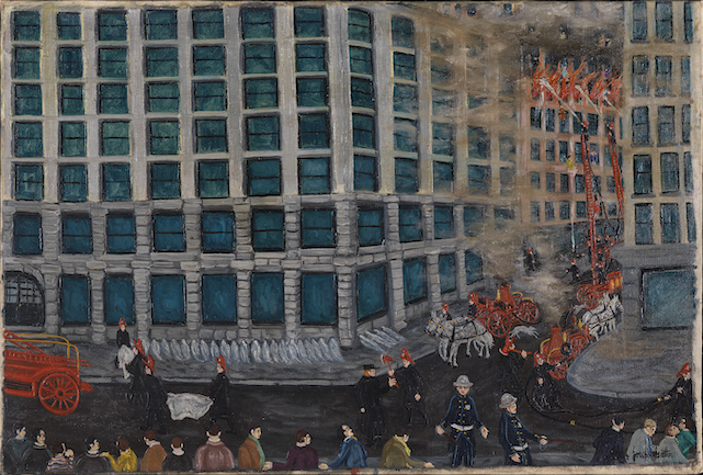 Painting of the Triangle Shirtwaist Fire disaster.
